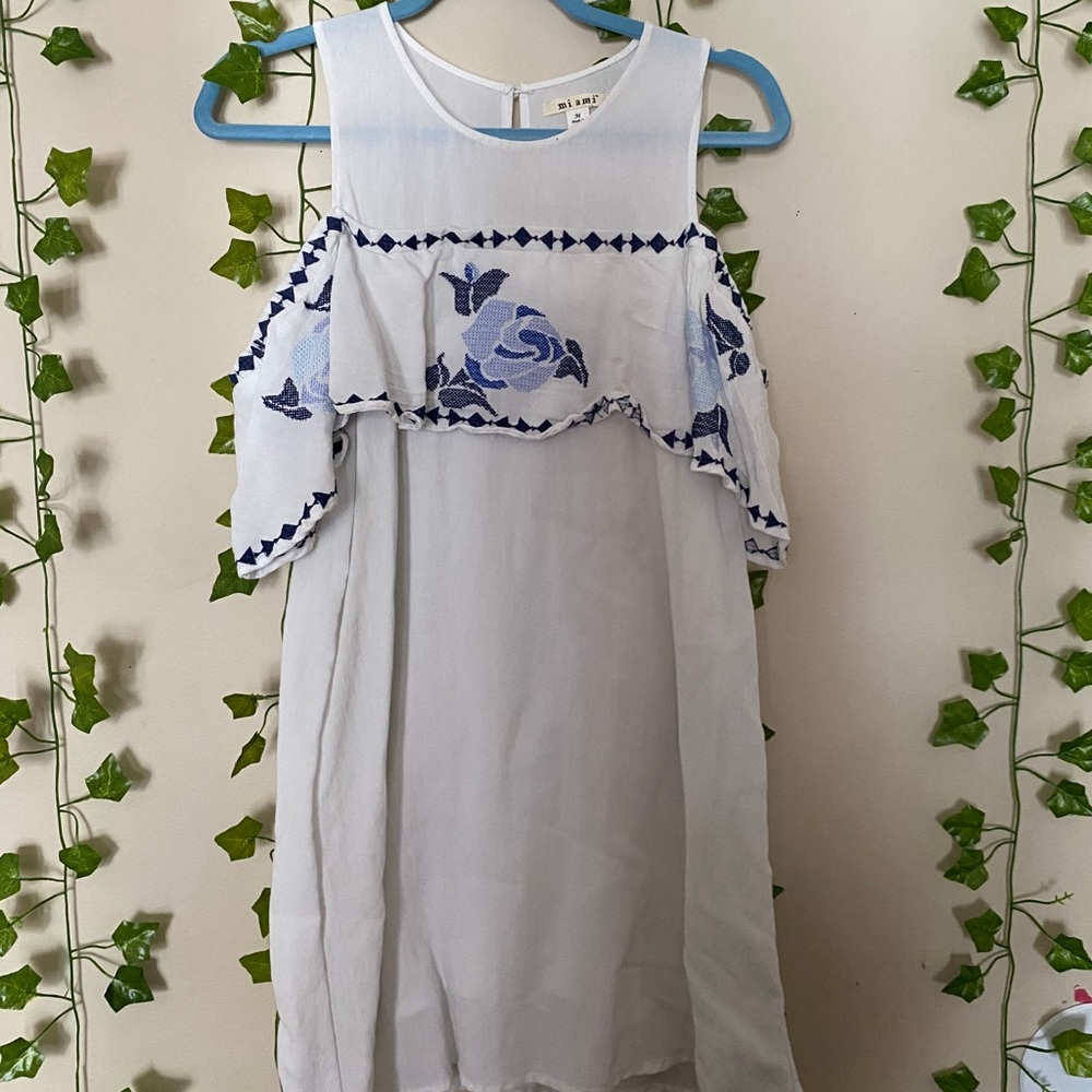 Miami (Francesscas) White Dress with Blue Flowers